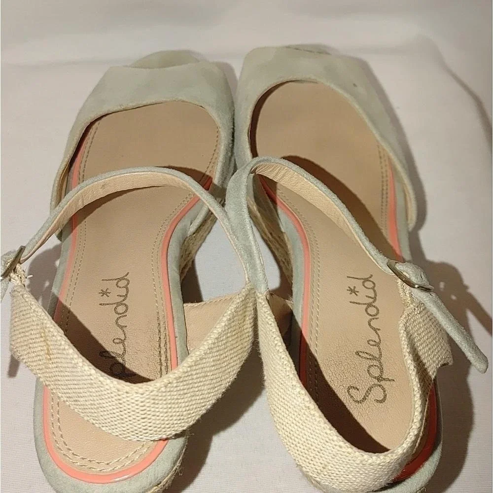 Splendid Ganes Seafoam Green Suede Wedge Sandal Size 9‎ Espadrilles Platform